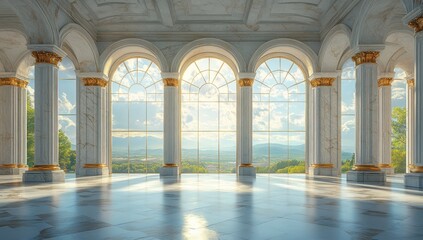 Obraz premium Grand Hall with Panoramic Views