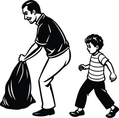 Happy Father's Day Silhouette Vector Illustration | Heartfelt Design for Celebrations