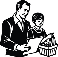 Happy Father's Day Silhouette Vector Illustration | Heartfelt Design for Celebrations