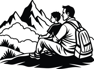 Happy Father's Day Silhouette Vector Illustration | Heartfelt Design for Celebrations