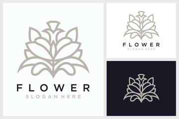 Abstract Luxury Flower Line Art Logo, Abstract Luxury Flower Line Art Vector

