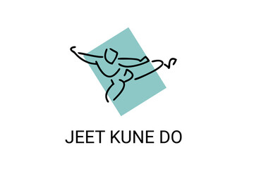 Obraz premium jeet kune do sport vector line icon. sportsman, fighting stance. sport pictogram illustration.