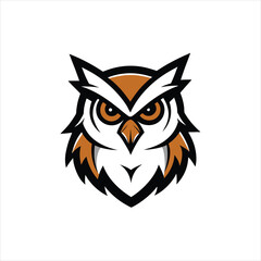 Owl head mascot logo design template vector