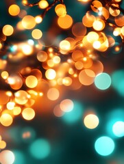 Obraz premium Vibrant Bokeh Lights Background - A mesmerizing abstract image showcasing warm orange and cool blue bokeh lights, creating a festive and inviting atmosphere