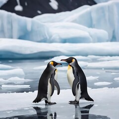 Obraz premium two penguins on the rocks