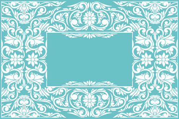 Decorative ornamental floral monochrome blank card template