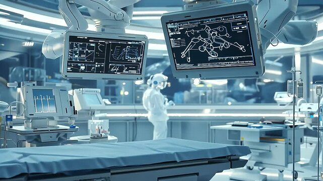 Cyberpunk Lab Environment with Robotic Surgery Equipment