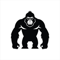 Powerful Gorilla Silhouette vector icon on white background