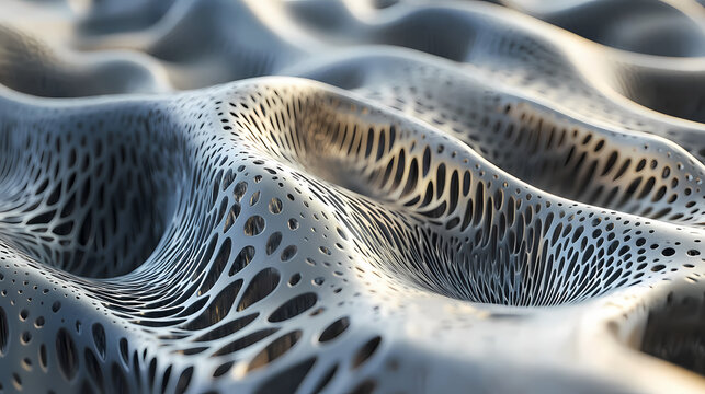 Undulating metallic cosine wave rhythmic 3d rendered abstract art. Harmonic. Illustration