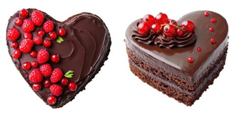 valentine heart chocolate. Delicious heart shaped chocolate cakes with Transparent background
