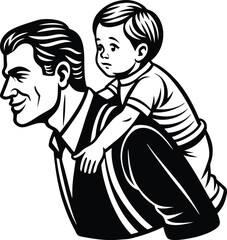 Happy Father's Day Silhouette Vector Illustration | Heartfelt Design for Celebrations.this illustration captures the spirit of love and appreciation for fathers