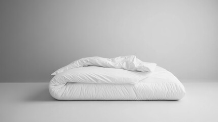 White Duvet Folded on a White Surface