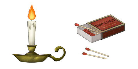 レトロなマッチと燭台
