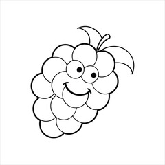 Silly Grape Cluster cartoon vector on white background