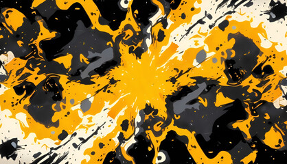Abstract Wallpaper Featuring Bold, Asymmetrical Geometric Patterns in Yellow, Black, and Gray