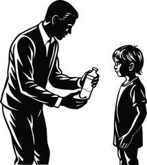 Happy Father's Day Silhouette Vector Illustration | Heartfelt Design for Celebrations.this illustration captures the spirit of love and appreciation for fathers