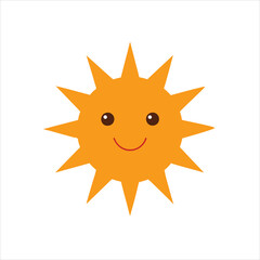 Smiling Sun cartoon form vector on white background