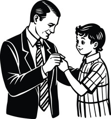 Celebrate Father’s Day with this elegant silhouette vector illustration. Featuring a heartfelt and timeless design, this illustration captures the spirit of love and appreciation for fathers