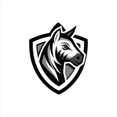 Zebra Shield Logo Design Mascot Icon Vector on white