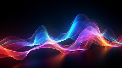 Fototapeta premium Background, frequency waves visualized as colorful light pulses