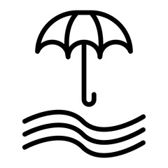 Beach Umbrella Vector Line Icon Design