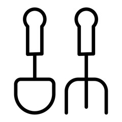 Gardening Tools Vector Line Icon Design