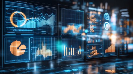 Fototapeta premium Futuristic Financial Data Analytics Dashboard
