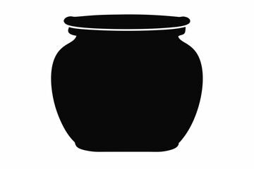 Ceramic pot silhouette illustration,jar of honey black silhouette icon and vector illustration,Black and white jam jar silhouette vector illustration.