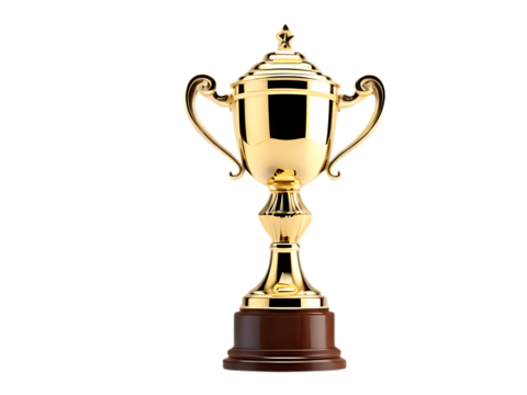 High-Quality Gold Award-Winning Trophy Cup on Transparent Background