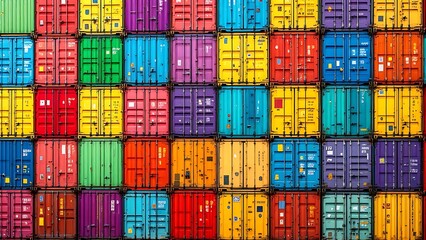 Obraz premium Port industrial containers harbor freight stacking business cargo shipping trade import transportation