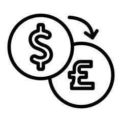 Currency Exchange Vector Line Icon Design