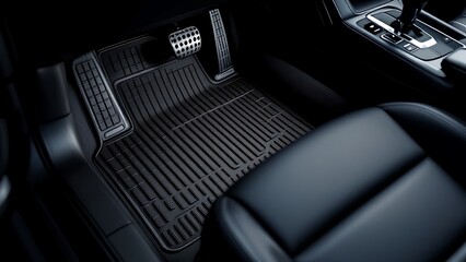 Modern Black Car Interior, a Luxurious Blend of Leather and Technology