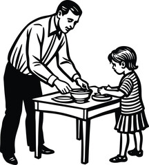 Happy Father's Day Silhouette Vector Illustration | Heartfelt Design for Celebrations