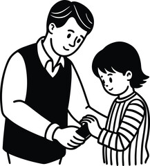 Happy Father's Day Silhouette Vector Illustration | Heartfelt Design for Celebrations