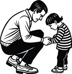 Happy Father's Day Silhouette Vector Illustration | Heartfelt Design for Celebrations