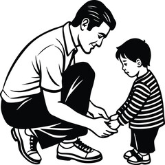 Happy Father's Day Silhouette Vector Illustration | Heartfelt Design for Celebrations