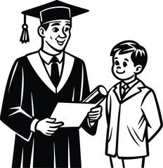 Happy Father's Day Silhouette Vector Illustration | Heartfelt Design for Celebrations