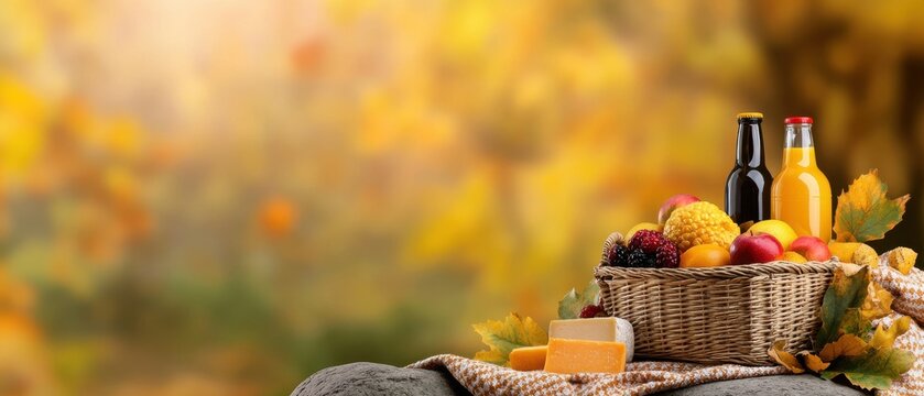 [Picnic Essentials bottles picnic food] Autumn Harvest Basket with Wine