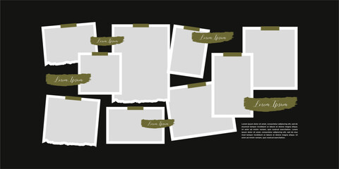 Pictures or photos frame collage. comics page grid layout abstract photo frames and digital photo wall template