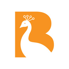 Letter B Peacock Logo Design Vector Template