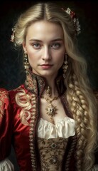 Young girl in red outfit