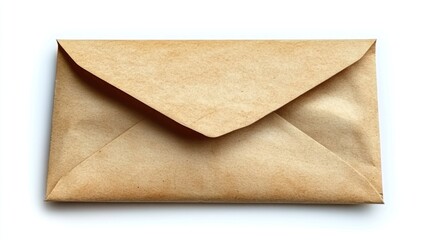 A closed, light brown, rectangular envelope on a white background.