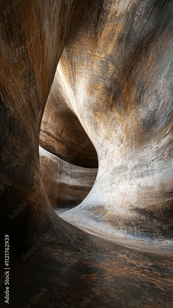 Poster winding through the smooth, flowing contours of an abstract cave reveals a world of natural artistry