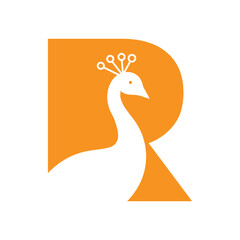 Letter R Peacock Logo Design Vector Template