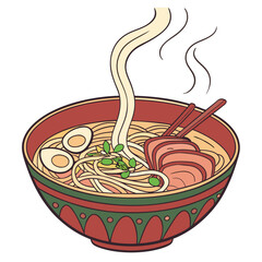 Ramen Japanese soup vector illustration Isolated on white background.