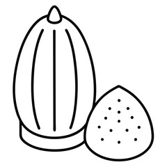 Vector illustration of whole nutmeg with a grater and a small mound of ground nutmeg, perfect for culinary and kitchen-themed designs. Ideal for food, spice, and cooking graphics.