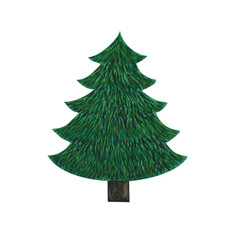 Watercolor Christmas tree Green fir tree for New Year 2025 decoration, Christmas greeting card design, postcard Winter holiday celebration Coniferous Spruce