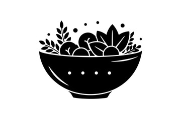 Healthy eating in art: hand-drawn vector of a vegetable salad bowl.