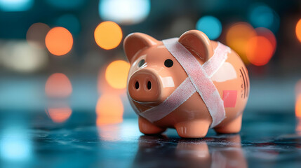 Injured Piggy Bank Illustration