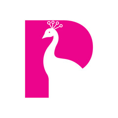 Letter P Peacock Logo Design Vector Template